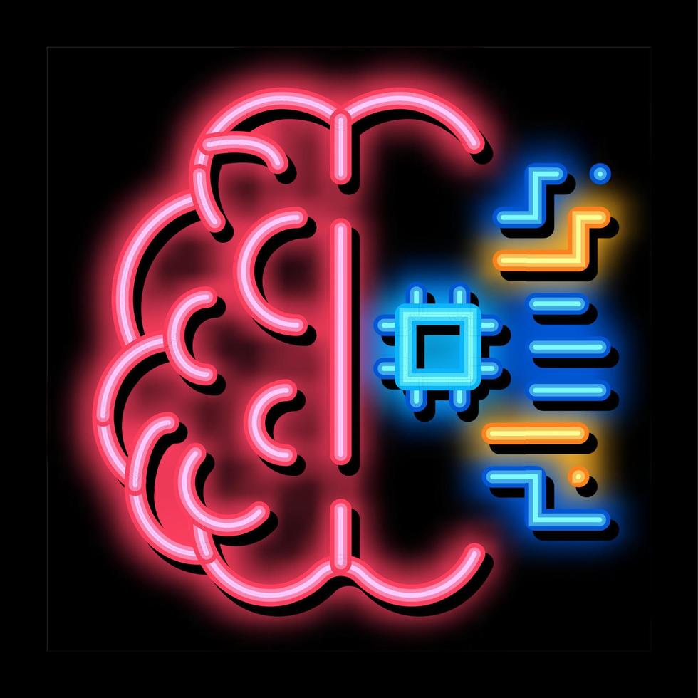 ai brain chip neonglühen symbol illustration vektor