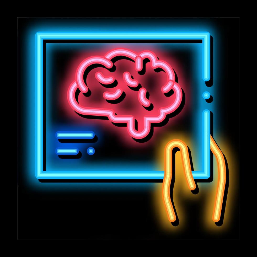 Hand-Gehirn-Foto-Neonlicht-Symbol-Illustration vektor