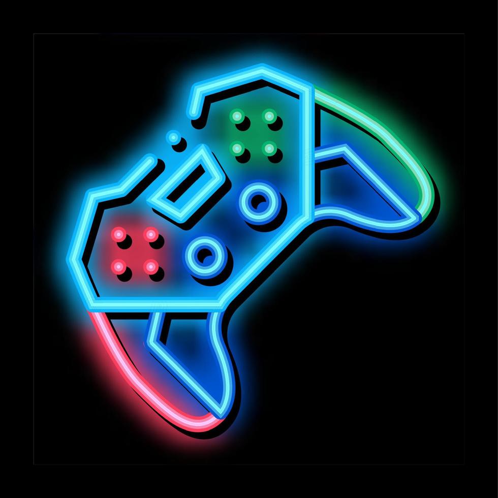 spiel-joystick-neonglühen-symbolillustration vektor