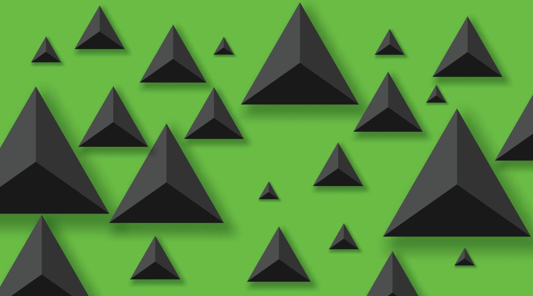 abstrakt bakgrund med svarta trianglar. realistisk och 3d. vektorillustration på grön bakgrund. vektor