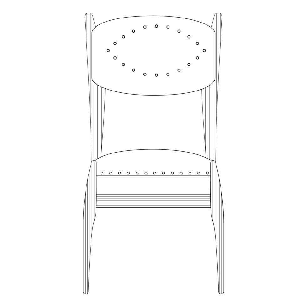 mörk trä stol främre se i översikt stil. turkos sittplats. Hem trä- möbel design. färgrik vektor illustration på en vit bakgrund.