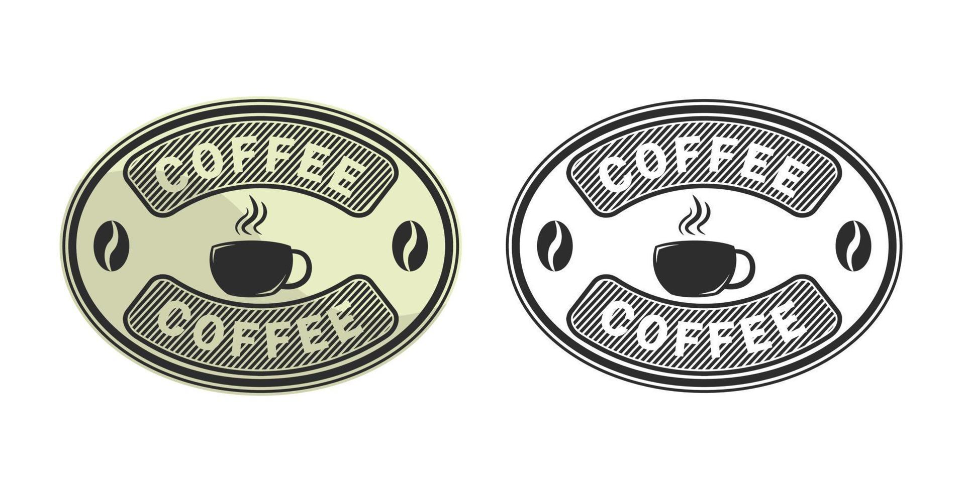 kaffe böna varumärke logotyp bricka märka stämpel cirkel vektor