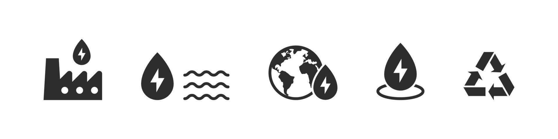 vatten energi. vatten förnybar energi begrepp. grön elektricitet. ekologi och energi webb ikoner. vektor illustration