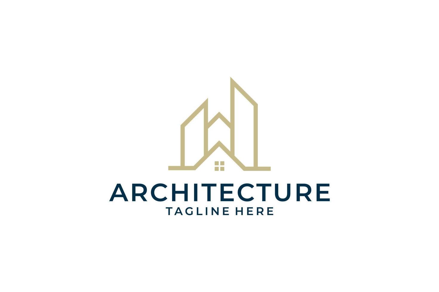 arkitektur verklig egendom logotyp design med linje konst begrepp vektor