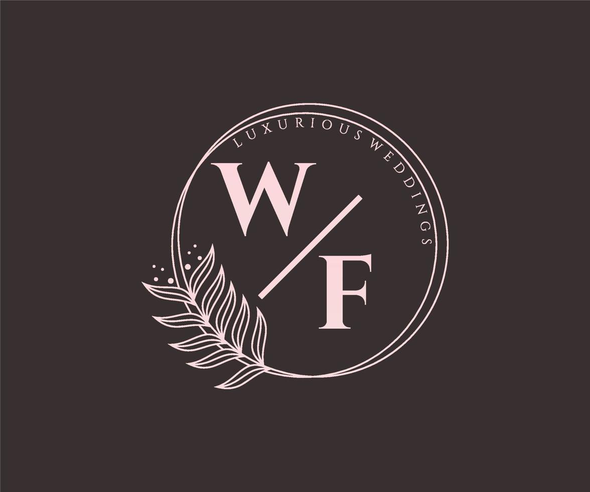 wf initialer brev bröllop monogram logotyper mall, hand dragen modern minimalistisk och blommig mallar för inbjudan kort, spara de datum, elegant identitet. vektor