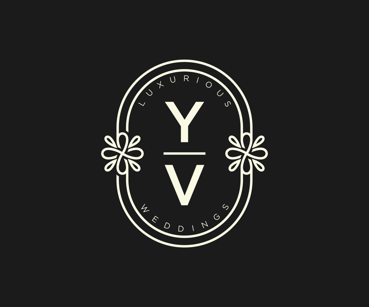 yv initialer brev bröllop monogram logotyper mall, hand dragen modern minimalistisk och blommig mallar för inbjudan kort, spara de datum, elegant identitet. vektor