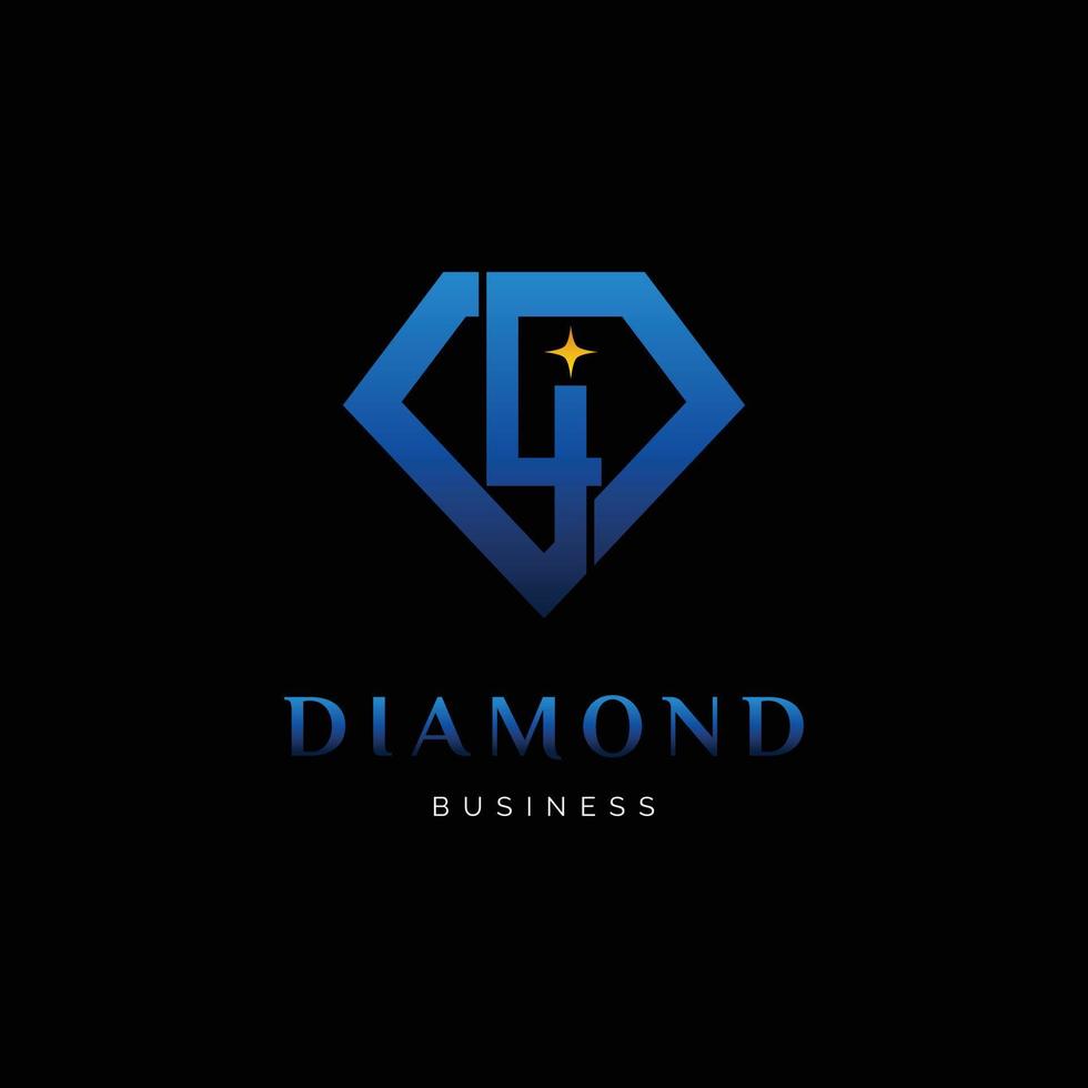 Anfangsbuchstabe Nummer vier oder Nummer 4 Diamant-Symbol-Logo-Design-Vorlage vektor