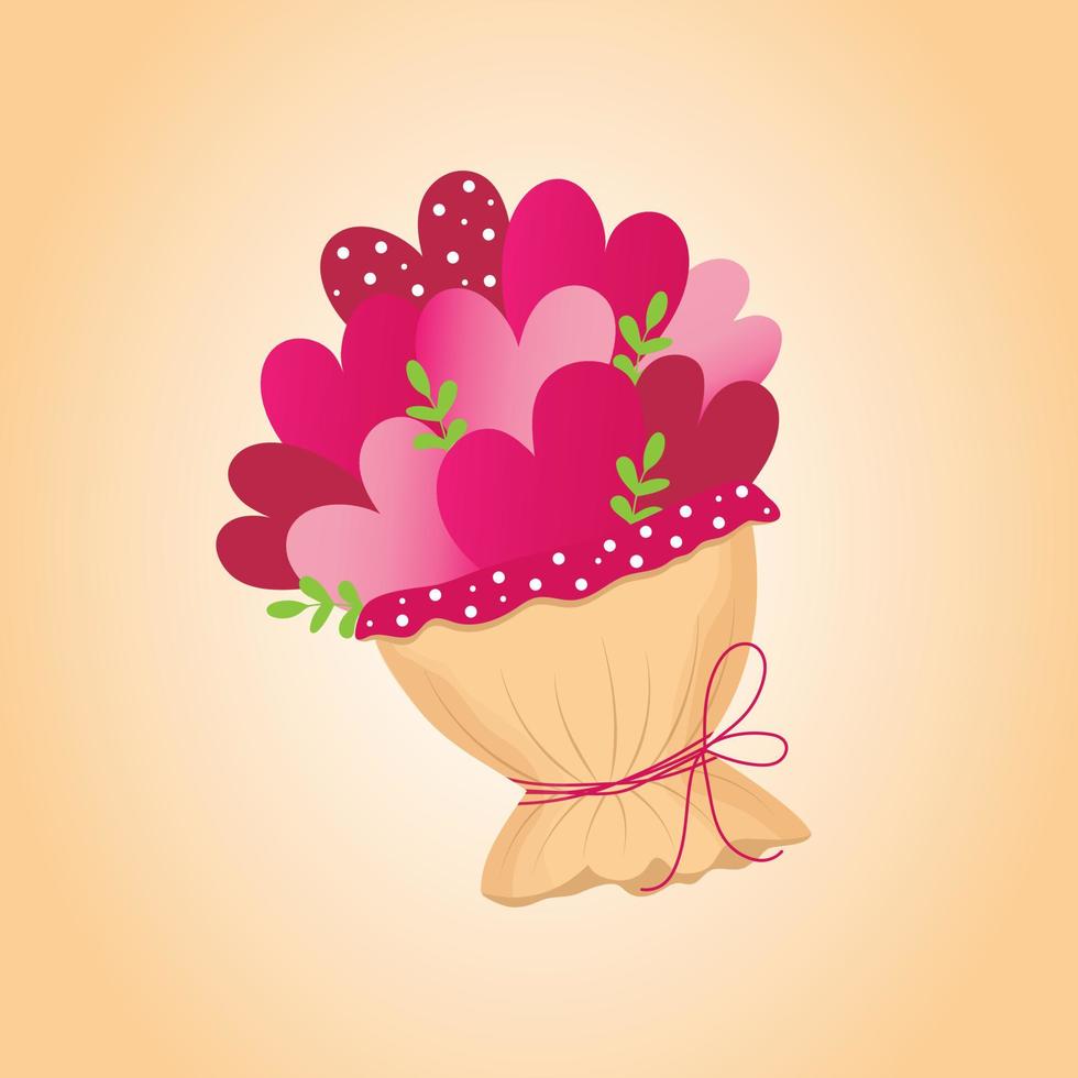 Blumenstraußherzen auf beigem Hintergrund. design für valentinstag, whomans day, muttertag, geburtstag. vektor