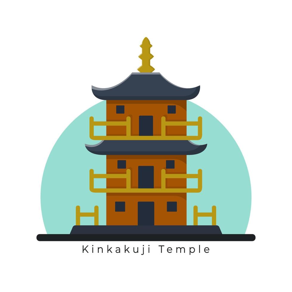 kinkakuji-tempel ist tourismusort in japan-asien-konzept-vektorillustration vektor