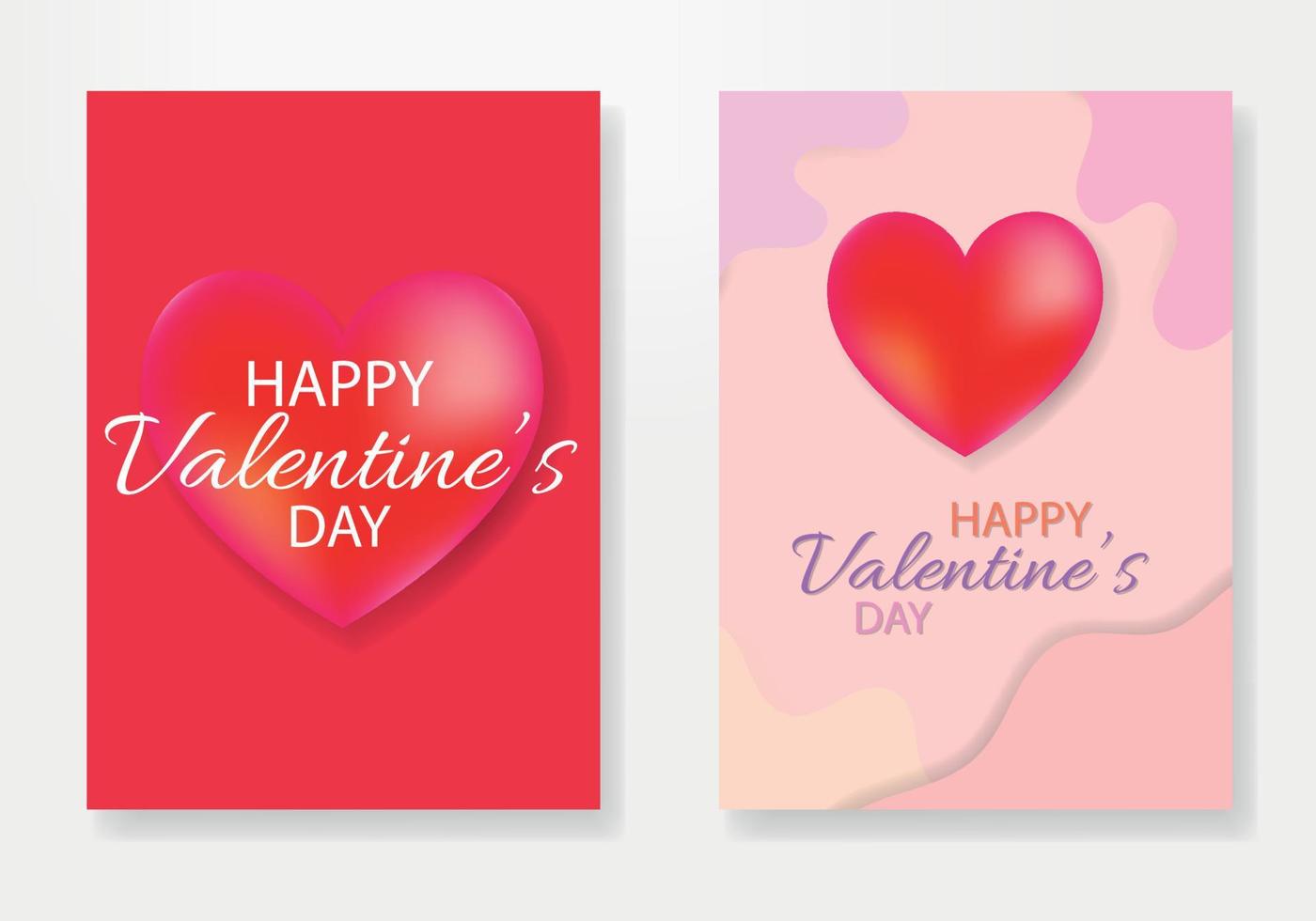 Valentinstag-Poster-Set. Vektor-Illustration. 3D rote, weiße und rosafarbene Herzen mit Platz für Text. süße Liebesverkaufsbanner, Gutscheine oder Grußkarten vektor