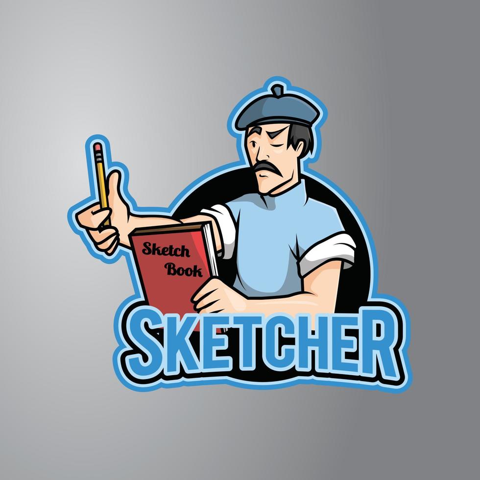 Sketcher-Illustrationsdesign-Abzeichen vektor