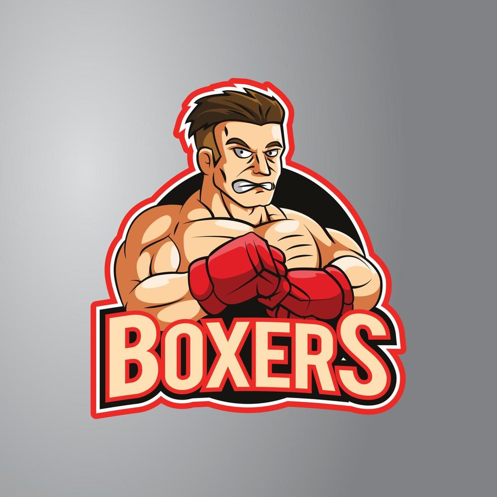 Boxer-Illustrationsdesign-Abzeichen vektor