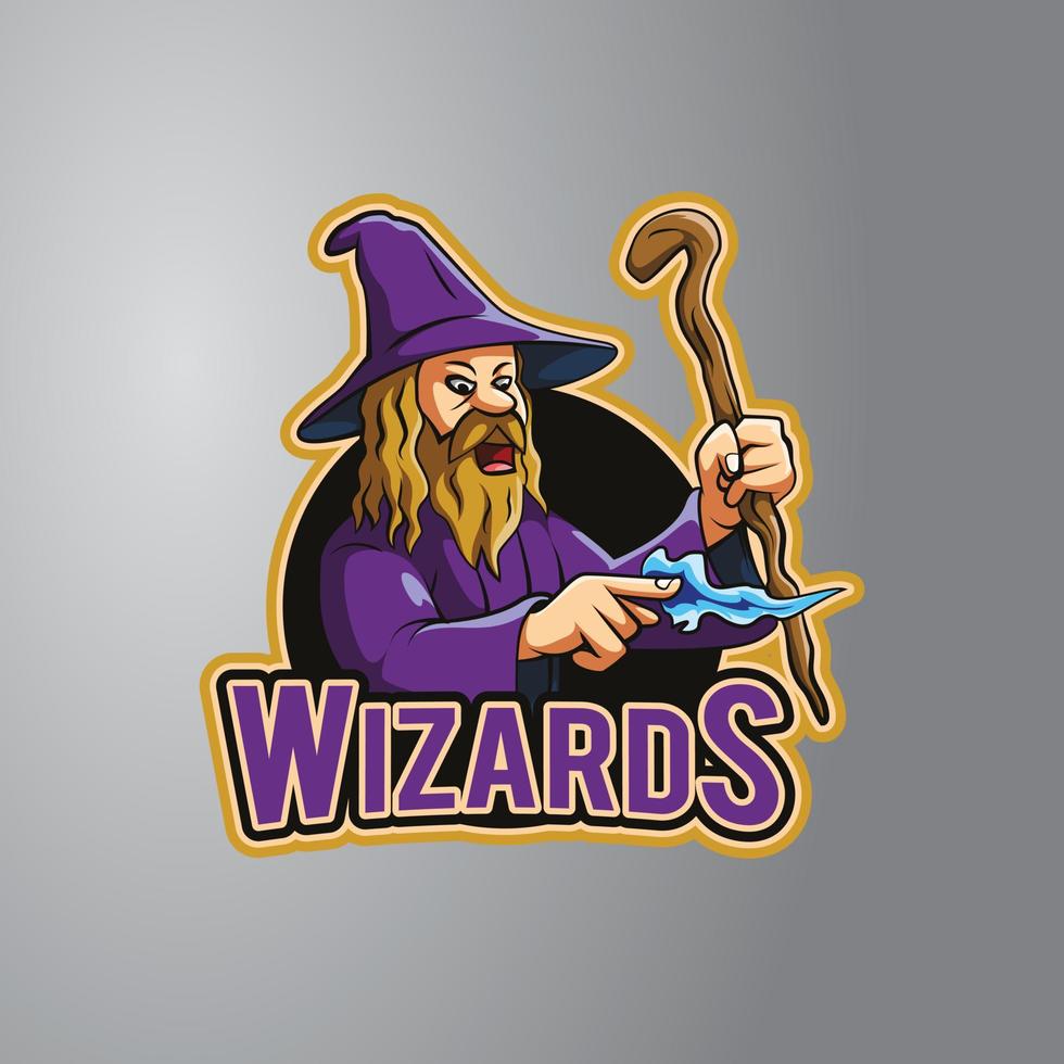 Wizard-Illustrationsdesign-Abzeichen vektor