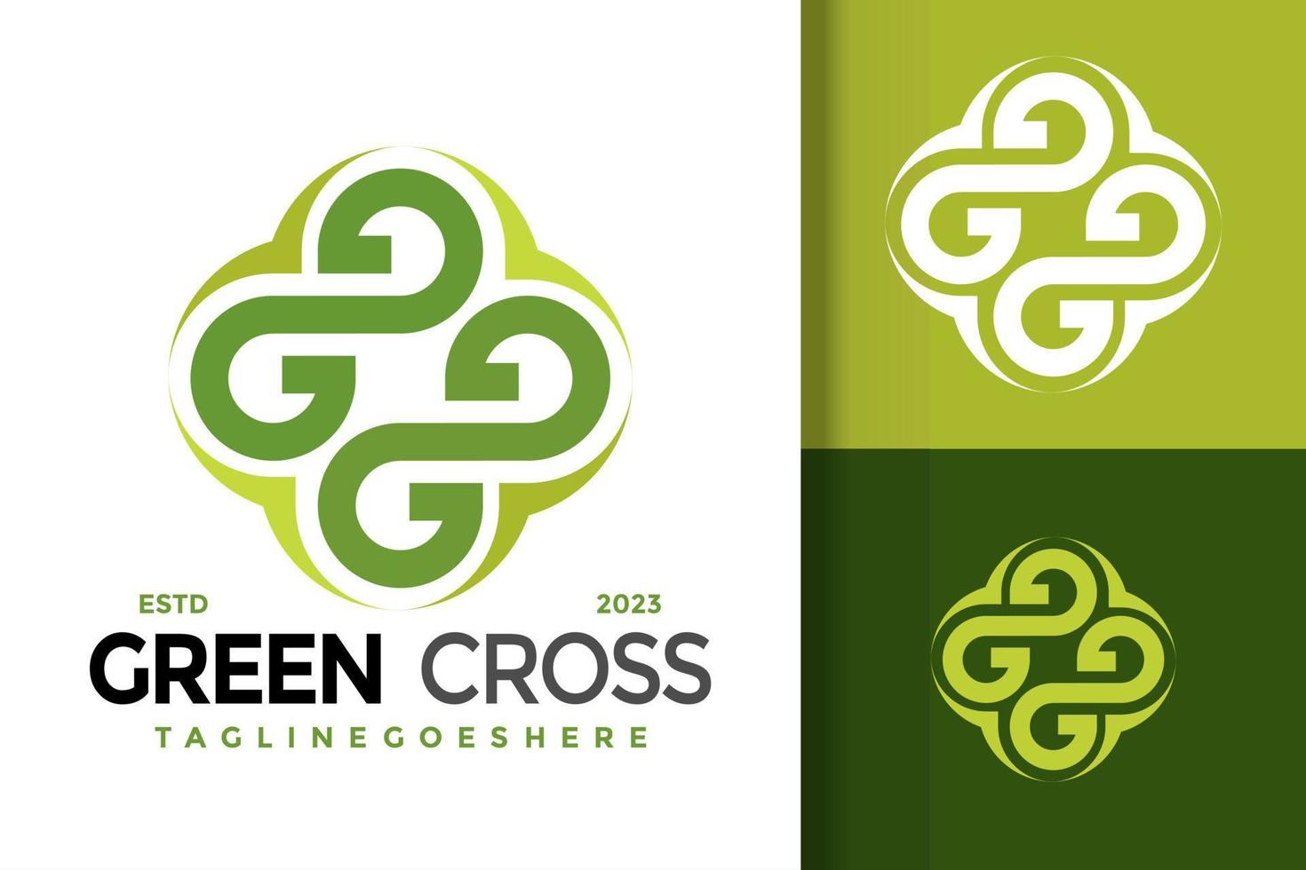 brev g grön korsa medicinsk logotyp logotyper design element stock vektor illustration mall