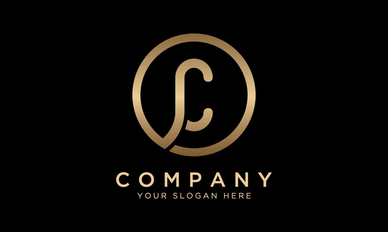c-Buchstaben-Logo mit Kreisform. moderne, einzigartige kreative c-logo-design-vektorvorlage. elegantes identitätsdesign in goldfarbe. vektor