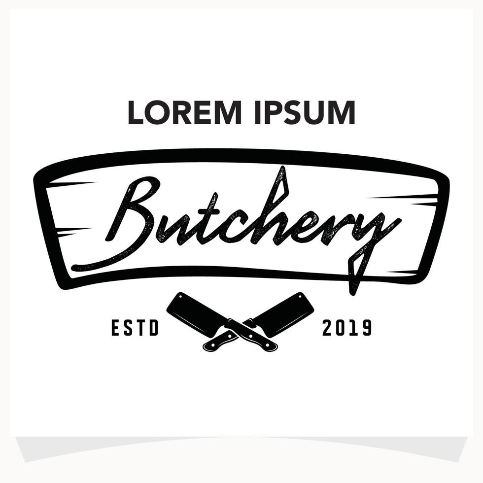 butchery affär logotyp design mall. ko och kött köttyxa kniv vektor design.