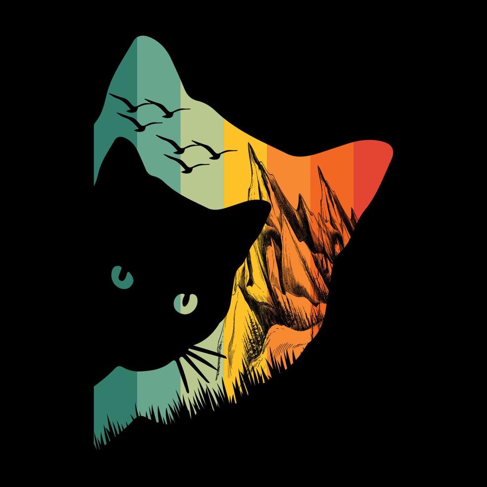 Vintage Retro-T-Shirts der Katze vektor