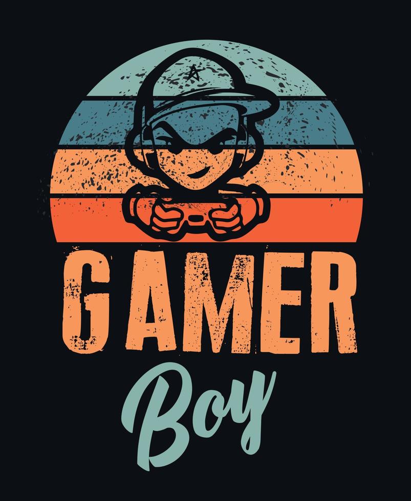 kreatives Gamer-Boy-T-Shirt-Vorlagendesign. vektor