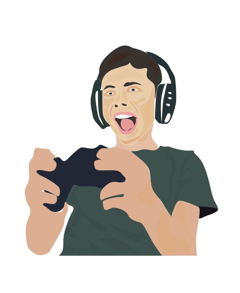 kreativ gamer pojke illustration design.. vektor