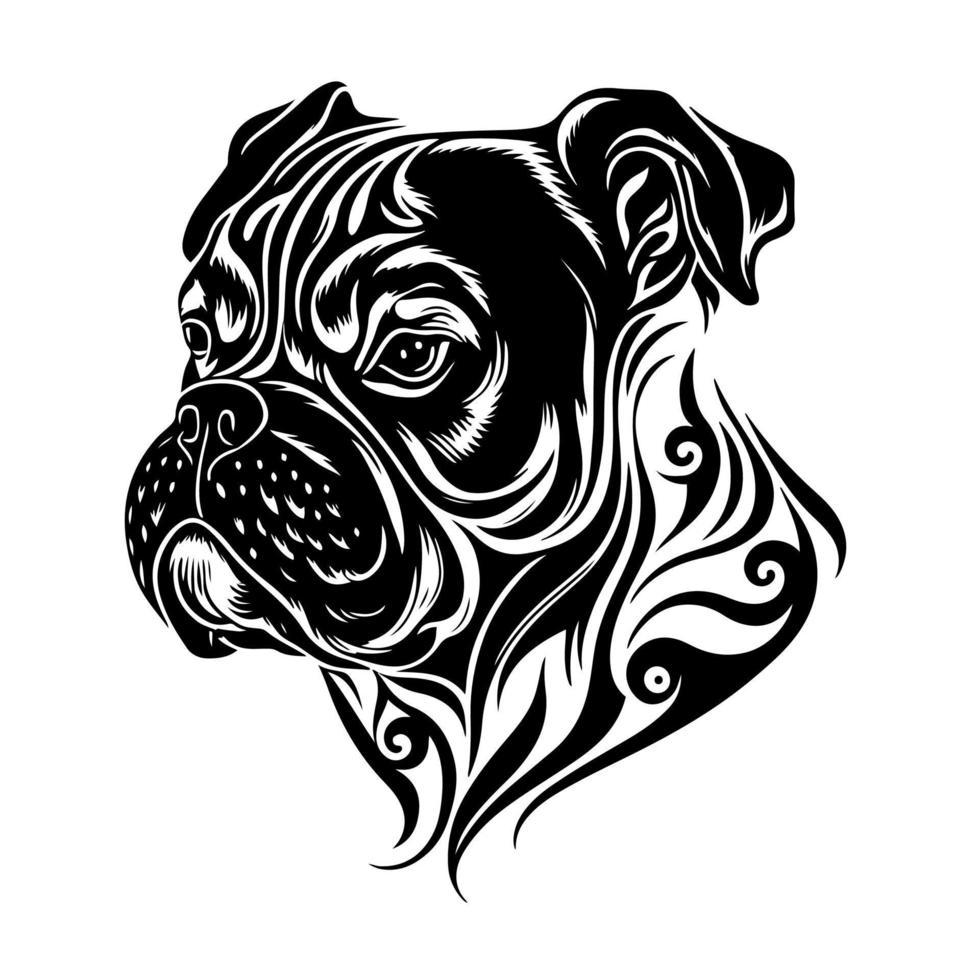 dekoratives Bulldoggenporträt. Vektorbild für Logo, Emblem, Tätowierung, Stickerei, Laserschneiden, Sublimation. vektor