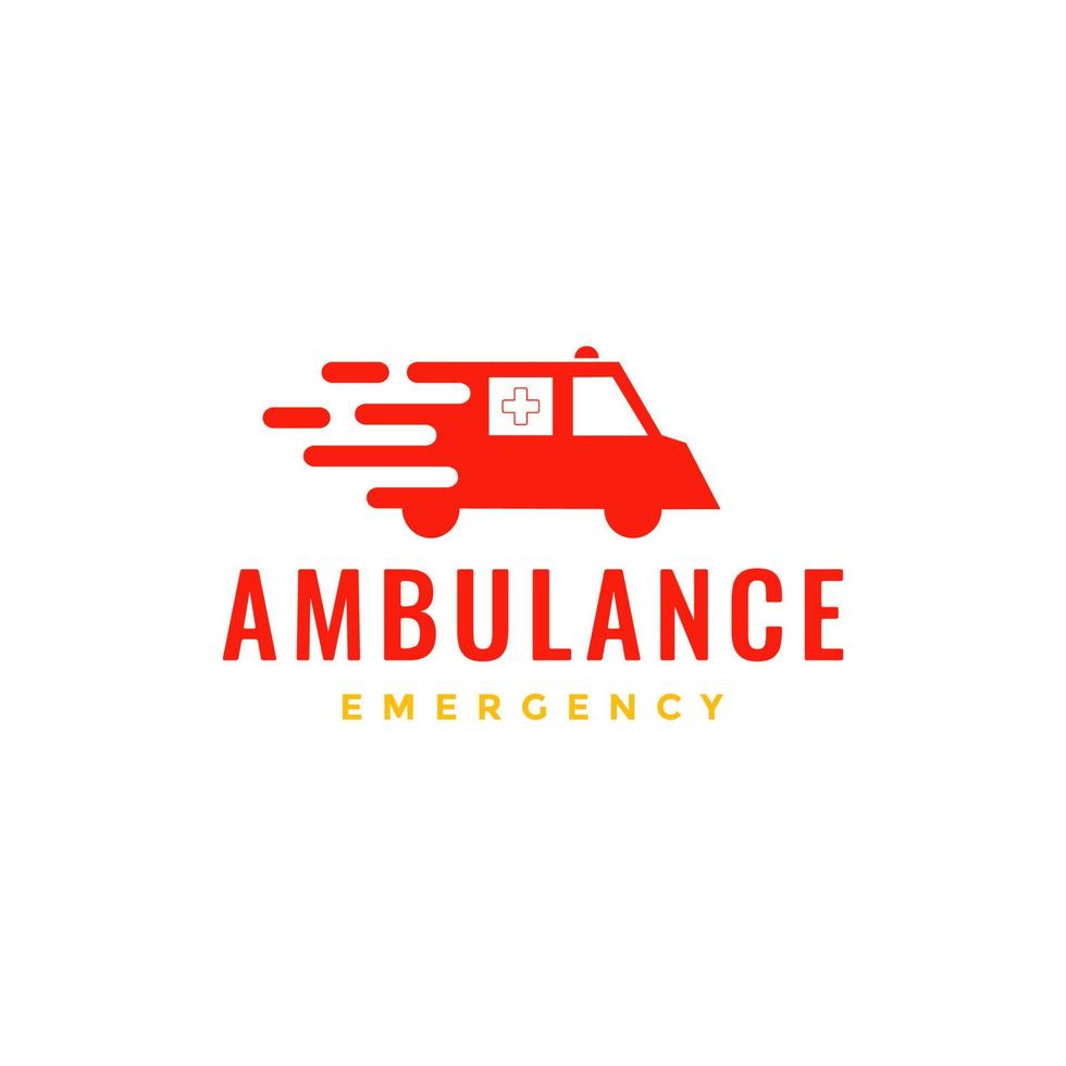 nödsituation bil snabb kör röd ambulans brådskande hälsa vård sjukhus modern logotyp design vektor ikon illustration mall