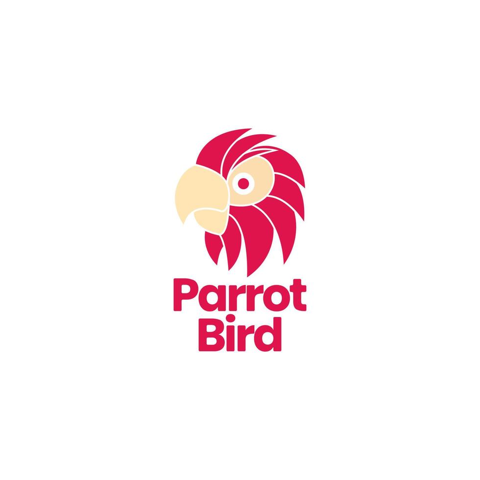roter papagei vogel schönheit exotischer kopf bunte federn und starker schnabel logo design vektor symbol illustration vorlage