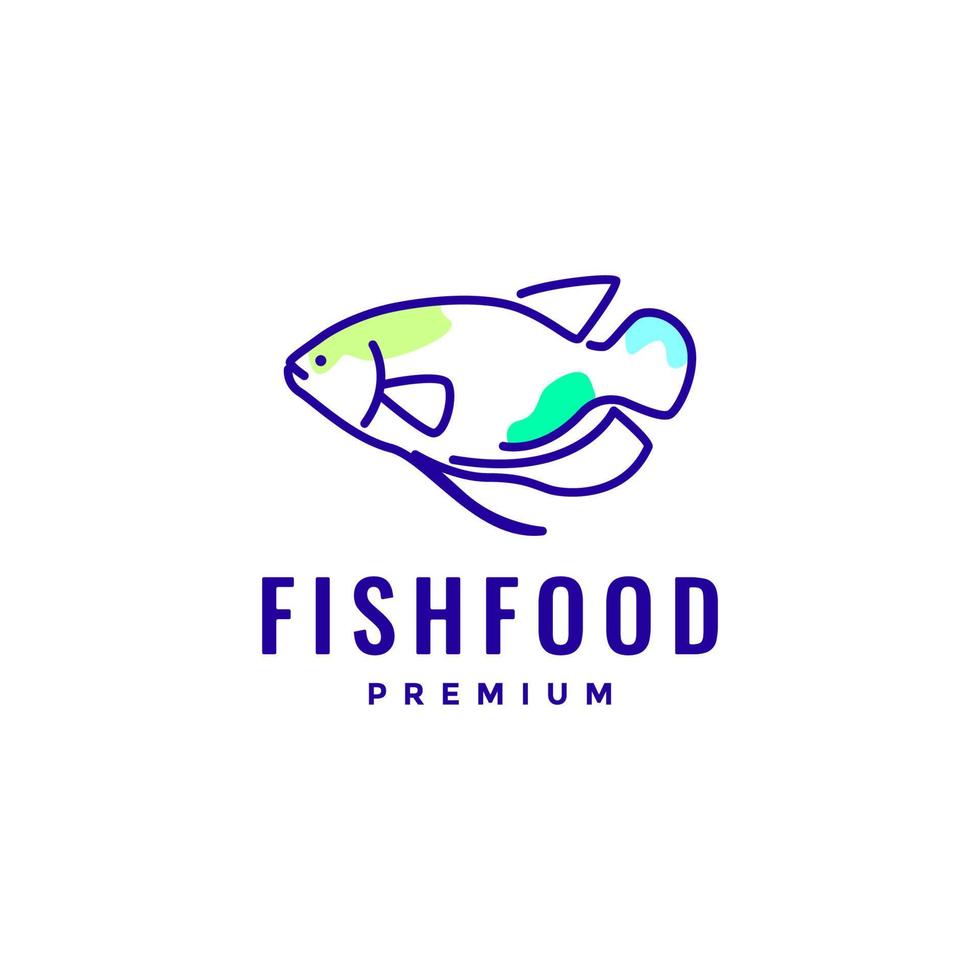 fisk gourami mat utsökt friterad eller grillad abstrakt rader konst logotyp design vektor ikon illustration mall