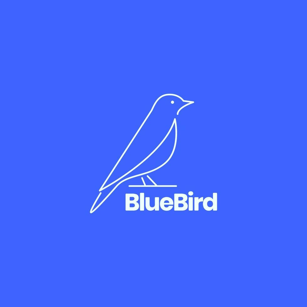 djur- uppflugen blå fågel enkel linje logotyp design vektor ikon illustration mall