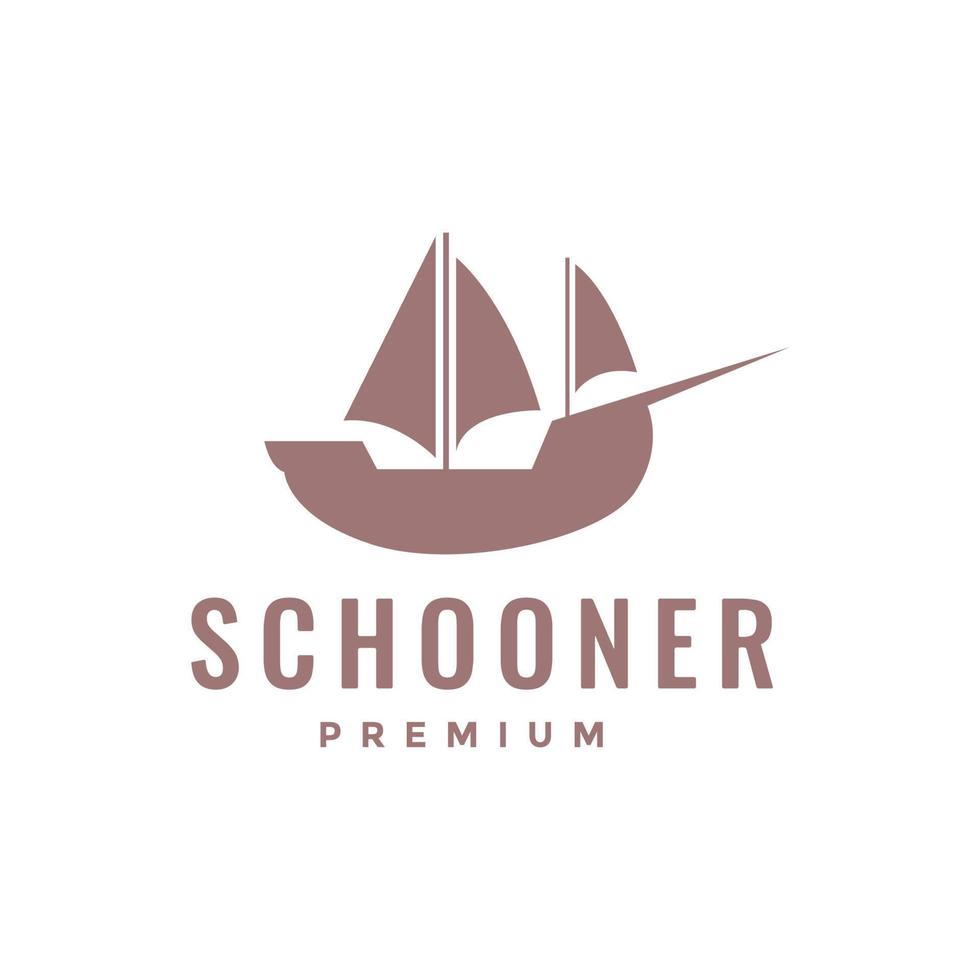 båt segling skonare hav sjöman isolerat logotyp design vektor ikon illustration mall