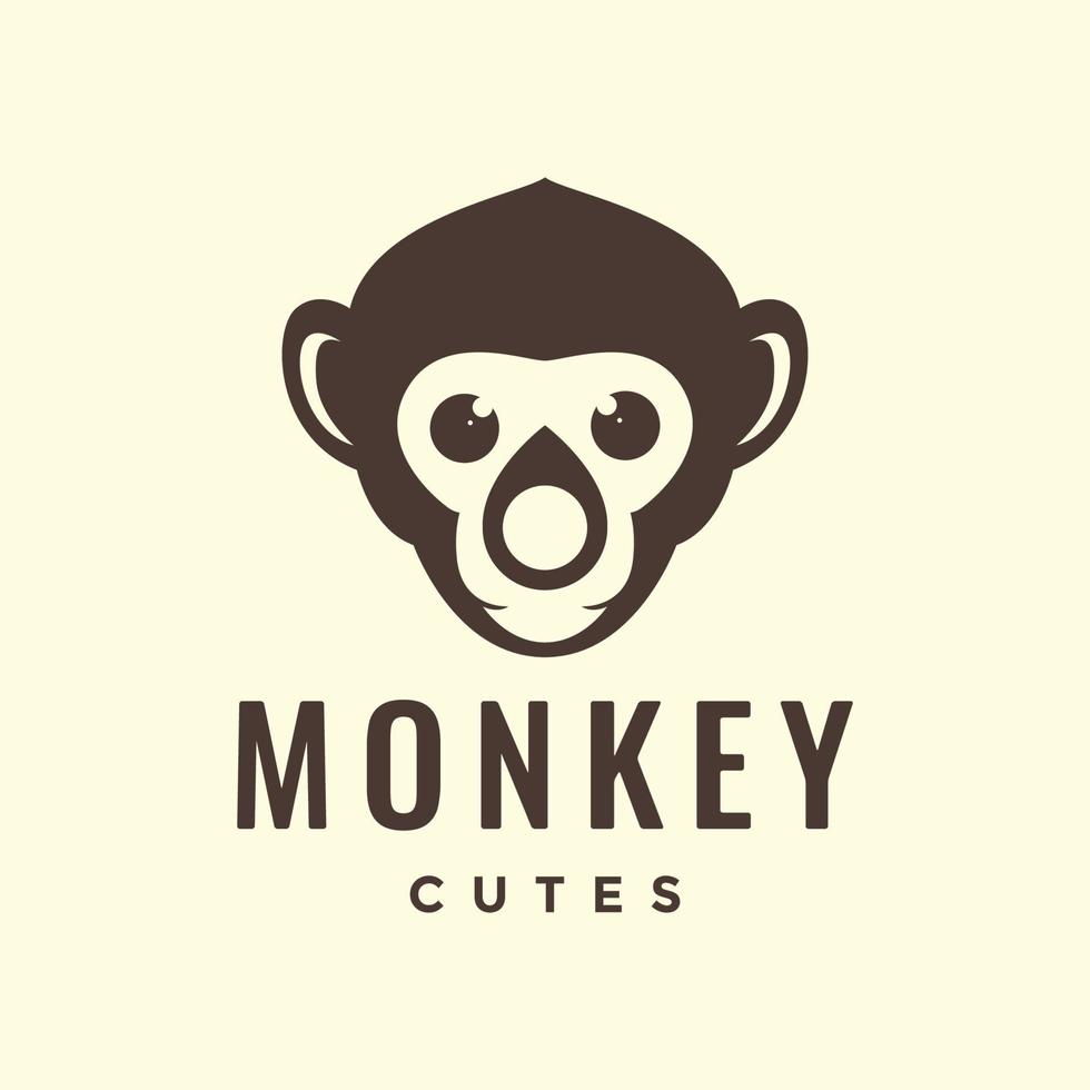 djur- huvud primat apor maskot söt apa logotyp design vektor ikon illustration mall