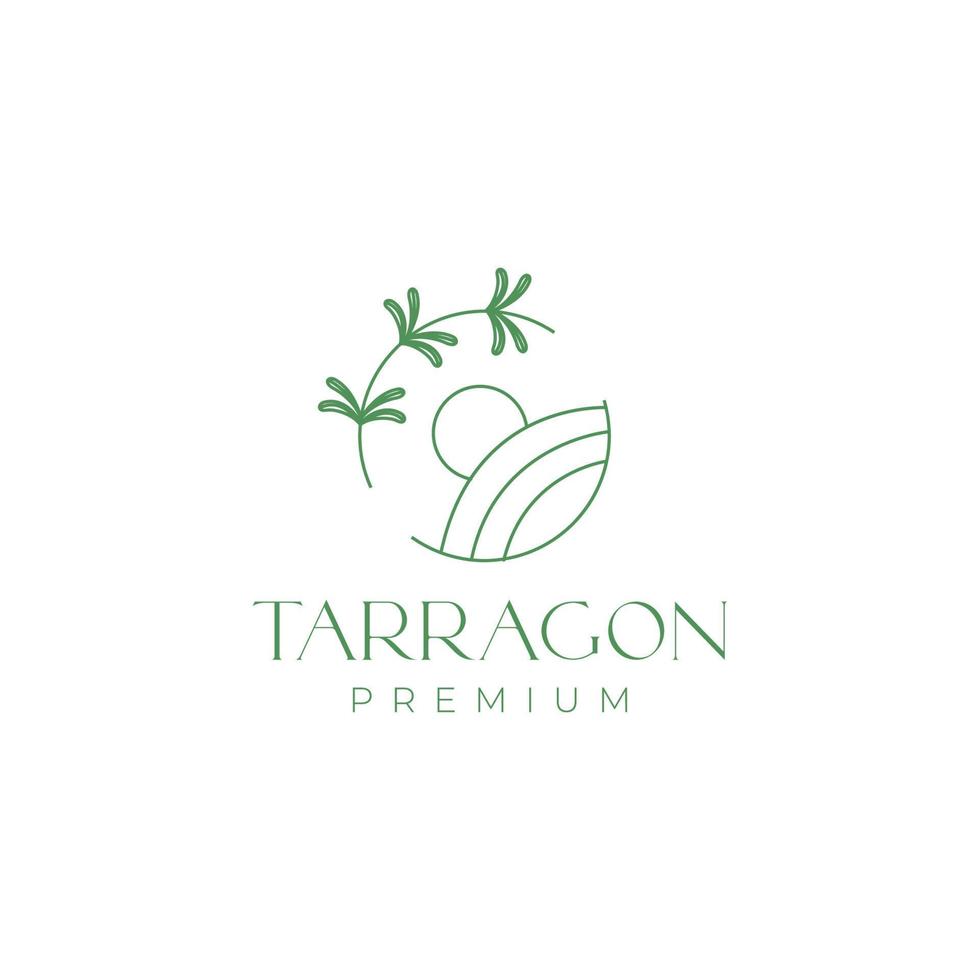 Estragon-Pflanzenblätter kreisen Lebensmittelgewürze und gesundheitliche Vorteile Logo-Design-Vektorsymbol-Illustrationsvorlage ein vektor