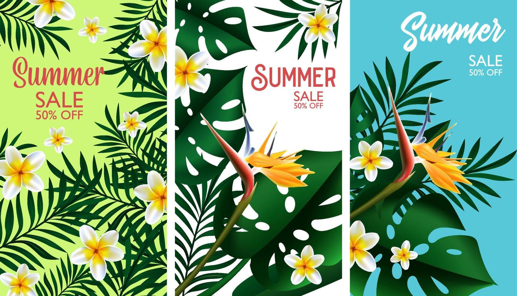 sommerschlussverkauf tropische designvorlage banner illustration vektor