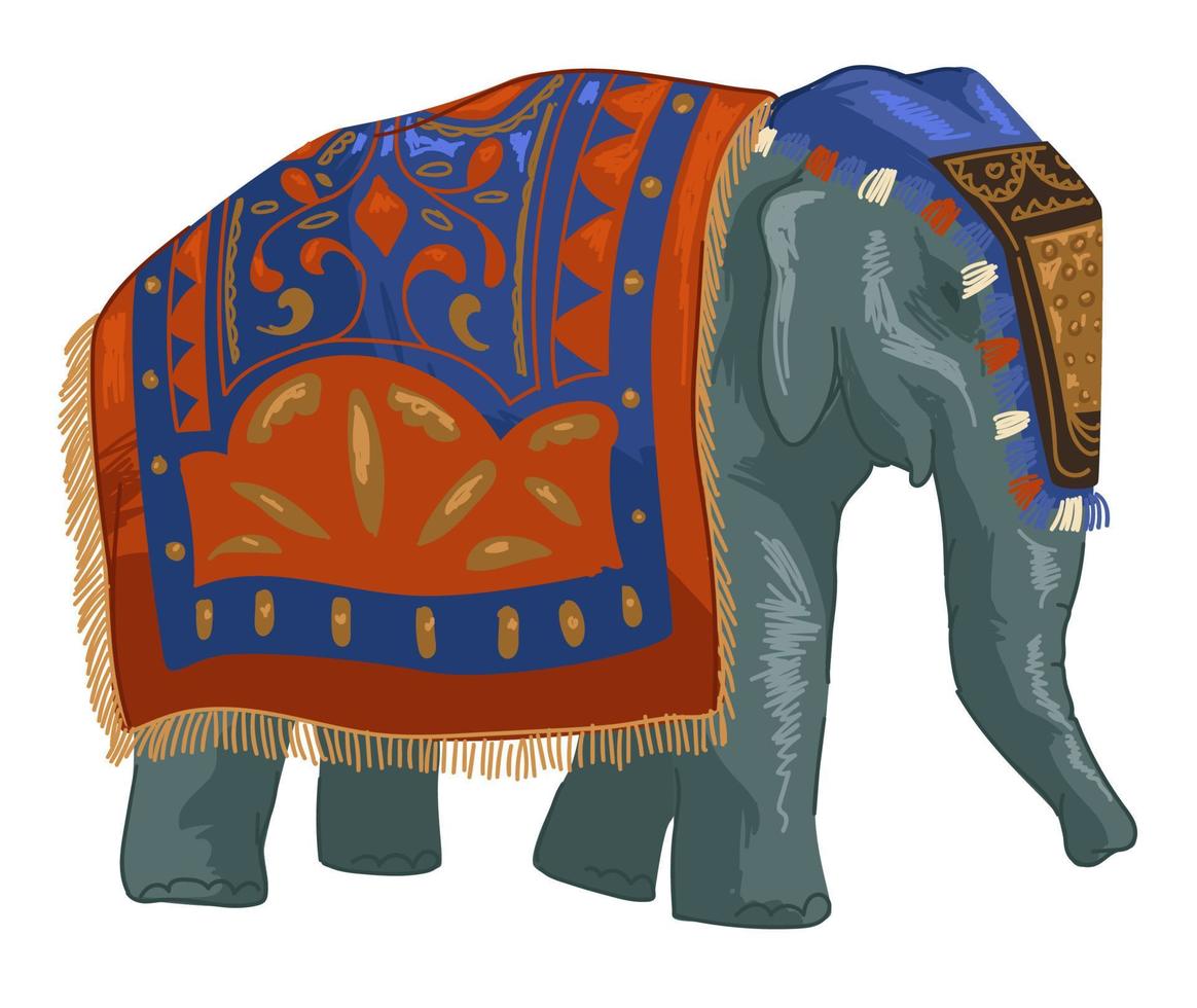 indischer elefant mit dekorativem stoff, tier vektor