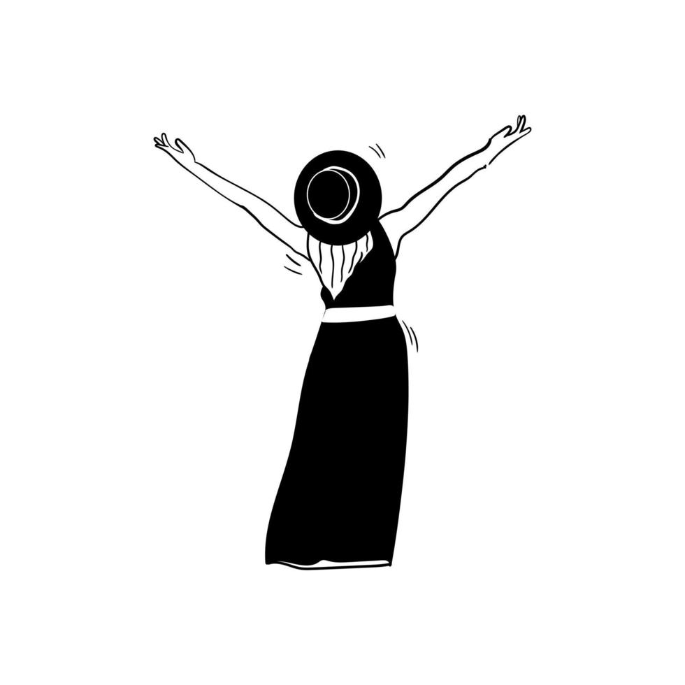 illustration av en kvinna njuter färsk luft vektor