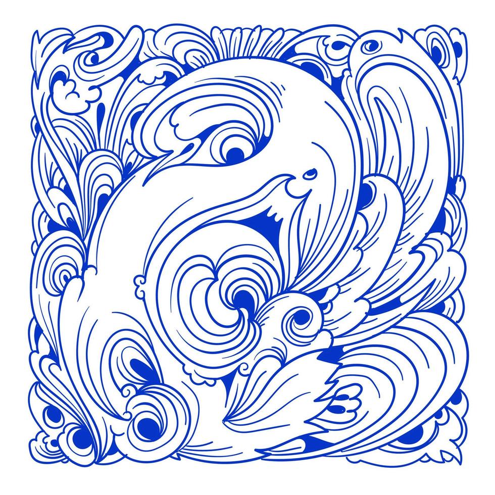 Vektor abstrakte ethnische und kulturelle Doodle-Illustration in blauer Farbe für den Hintergrund