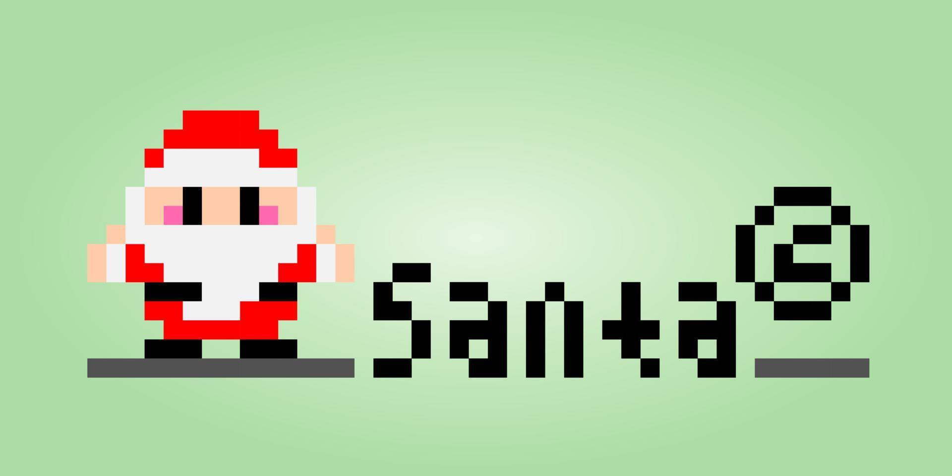 8 bitars pixlar av Santa logos företaget. för tillgångsspel och korsstygnsmönster i vektorillustrationer. vektor