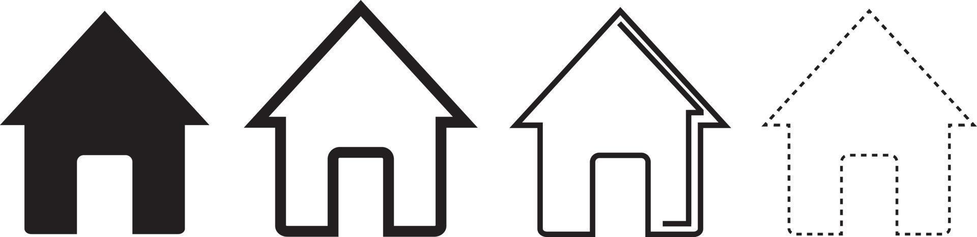 Haus-Vektor-Icons. satz schwarze haussymbole vektor