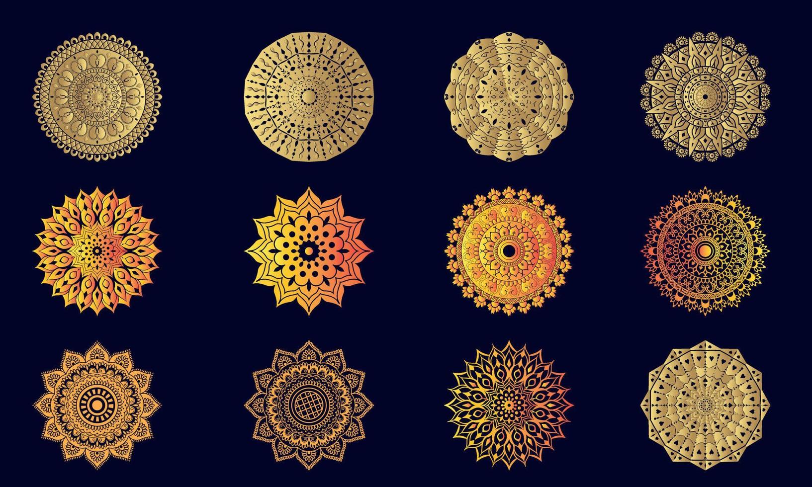 Mandala-Set, Mandala-Vektorbündel, Vintage-Mandala, farbenfrohes Mandala-Set, Strichzeichnungen, Mandala, Luxus-Mandala-Hintergrund, Mandala-Hintergrund vektor