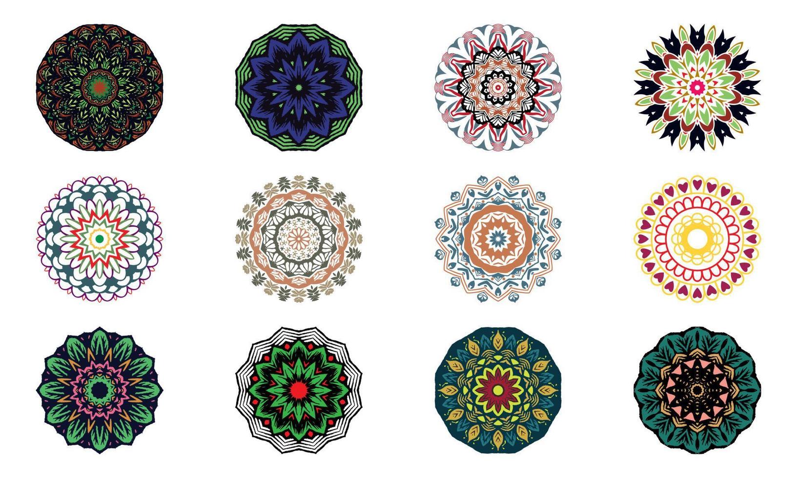 Mandala-Set, Mandala-Vektorbündel, Vintage-Mandala, farbenfrohes Mandala-Set, Strichzeichnungen, Mandala, Luxus-Mandala-Hintergrund, Mandala-Hintergrund vektor