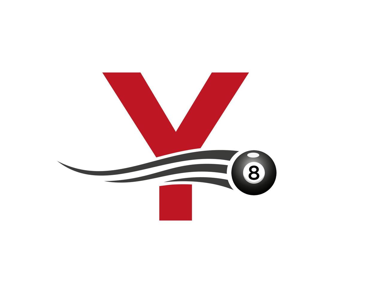 Buchstabe y Billard oder Pool-Spiel-Logo-Design für Billardraum oder 8-Ball-Pool-Club-Symbol-Vektorvorlage vektor