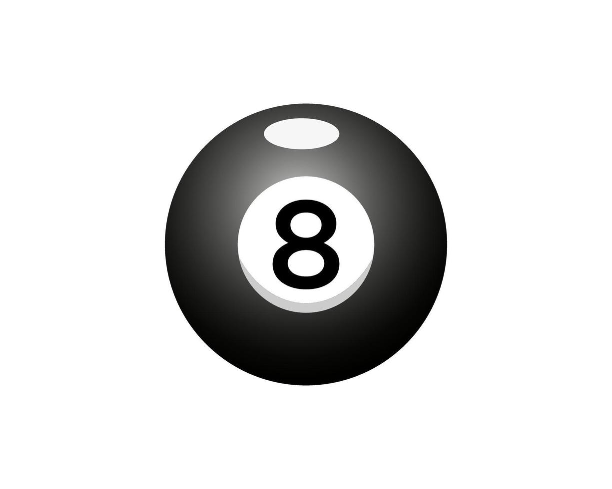 w Billard- oder Poolspiel-Icon-Design für Billardraum oder 8-Ball-Pool-Club-Symbol-Vektorvorlage vektor