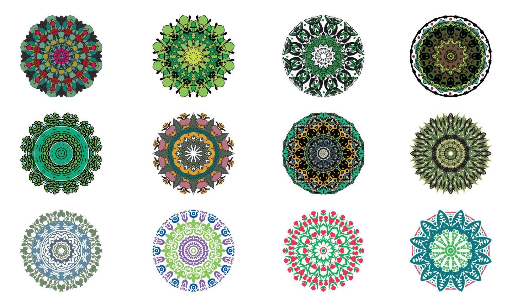 Mandala-Set, Mandala-Vektorbündel, Vintage-Mandala, farbenfrohes Mandala-Set, Strichzeichnungen, Mandala, Luxus-Mandala-Hintergrund, Mandala-Hintergrund vektor