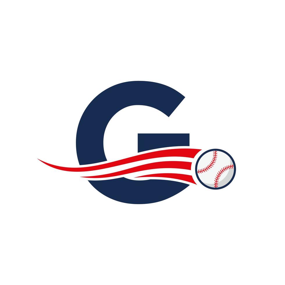 första brev g baseboll logotyp begrepp med rör på sig baseboll ikon vektor mall