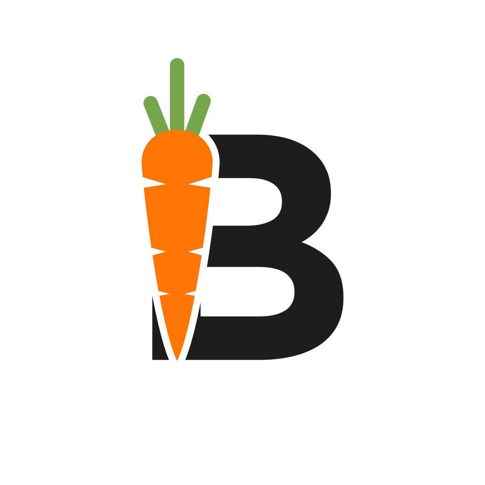 Anfangsbuchstabe b Karotten-Icon-Design-Vektor-Vorlage. Karotten-Logo-basiertes Alphabet vektor