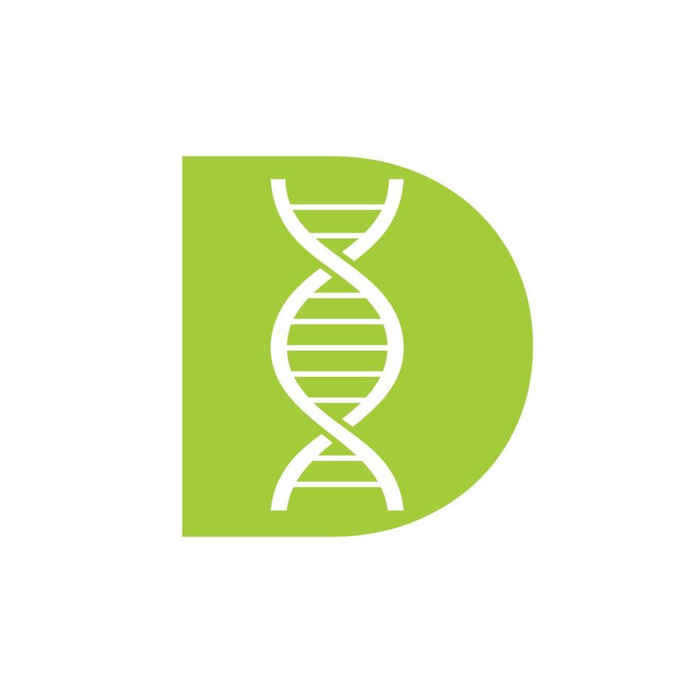 första brev d dna logotyp begrepp för bioteknik, sjukvård och medicin identitet vektor mall
