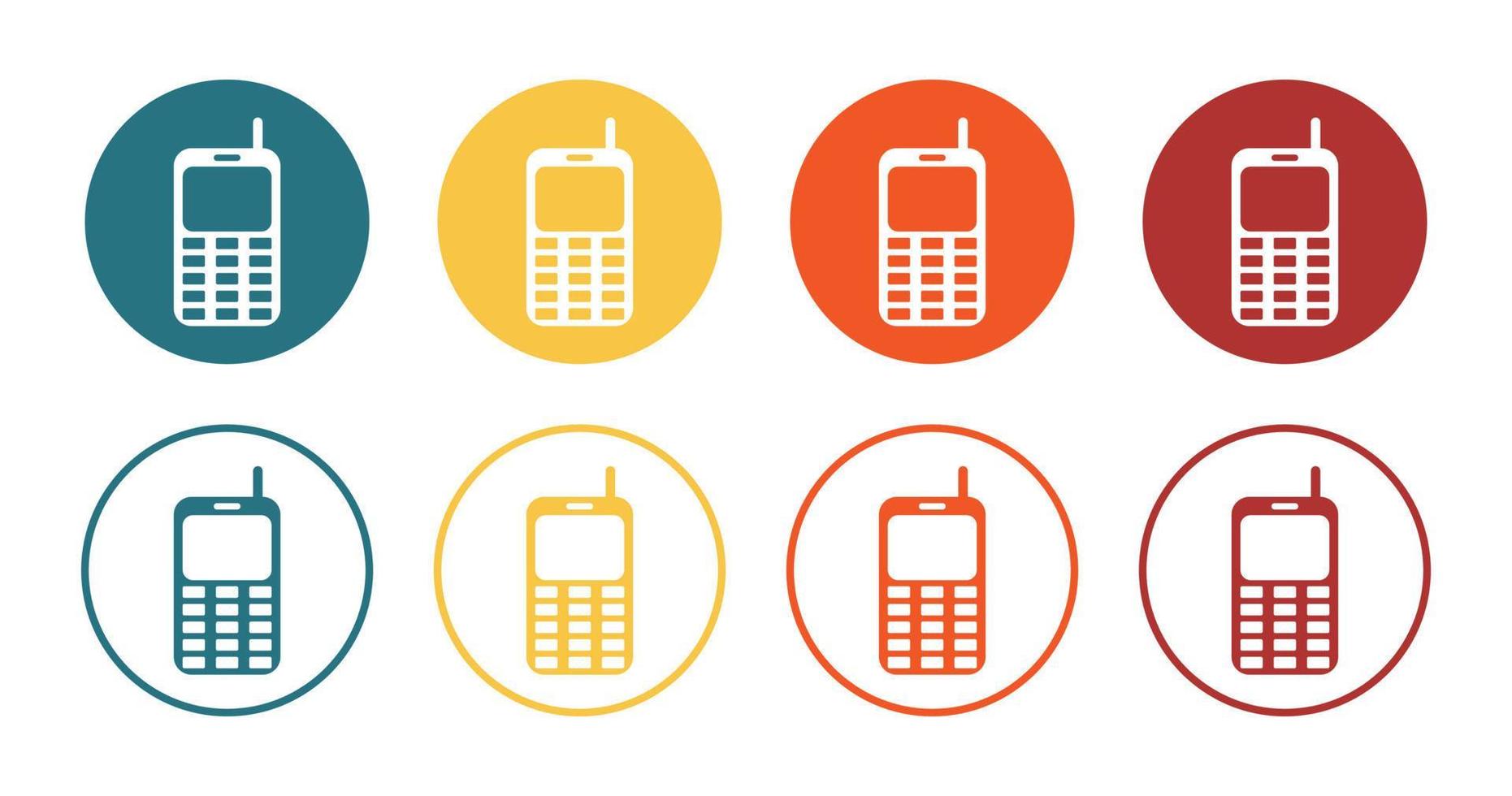 telefon ikon uppsättning på vit bakgrund platt design, mobiltelefon illustration vektor