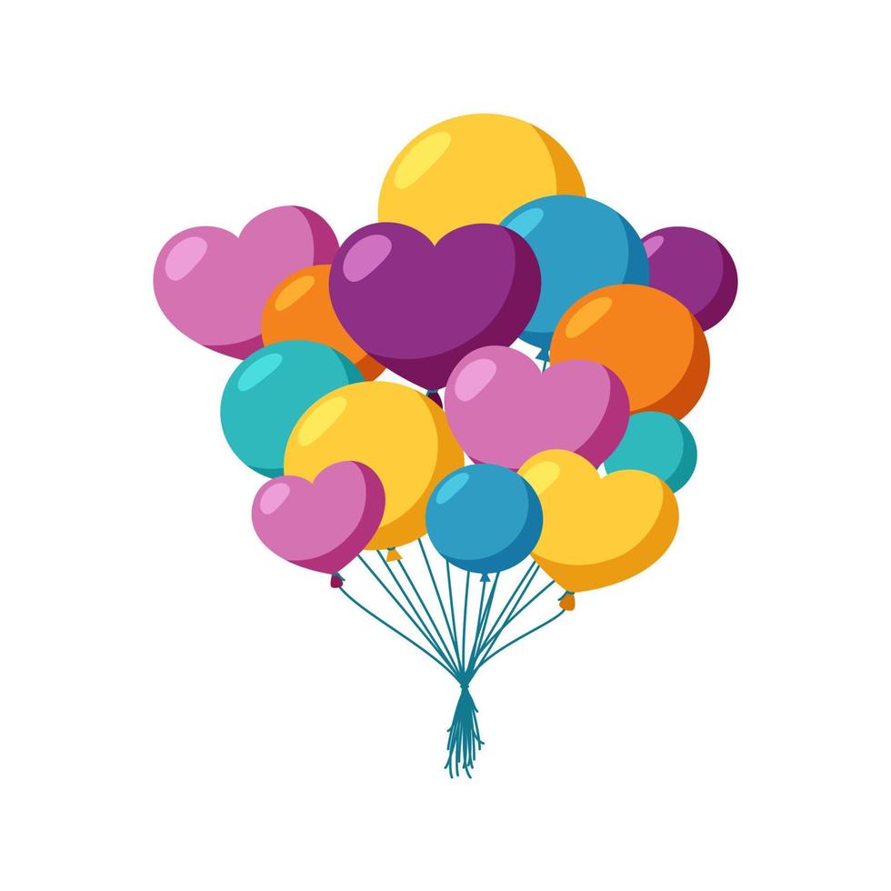 glansig ballonger för en Semester. stor knippa av helium ballonger. vektor illustration