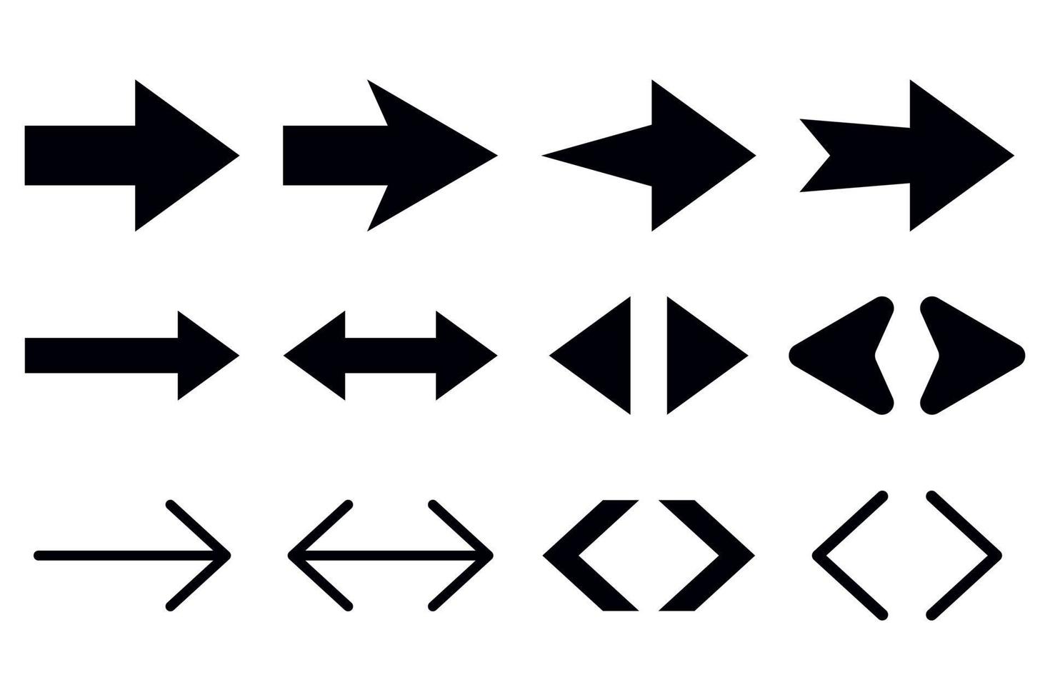 uppsättning av annorlunda stil svart pilar vektor