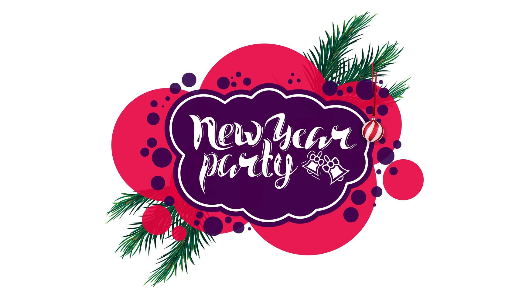 Neujahrsparty, Logo für Partyplakat für Ihre Kreativität im Graffiti-Stil mit Weihnachtsdekor vektor