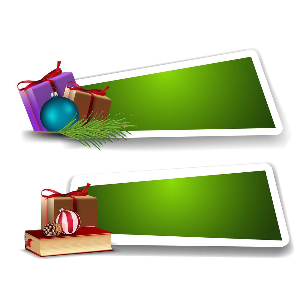 Vorlage für Weihnachtsrabatt, grüne Vorlagen mit Weihnachtsgeschenken vektor